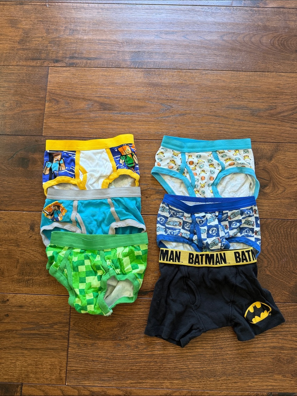 Pokémon Cars Batman Minecraft Kids Underwear Pack